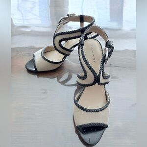 Tahari Black and tan sandals with 3 inch Heels